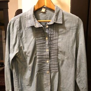 Denim J Crew Tuxedo Shirt - Size 8